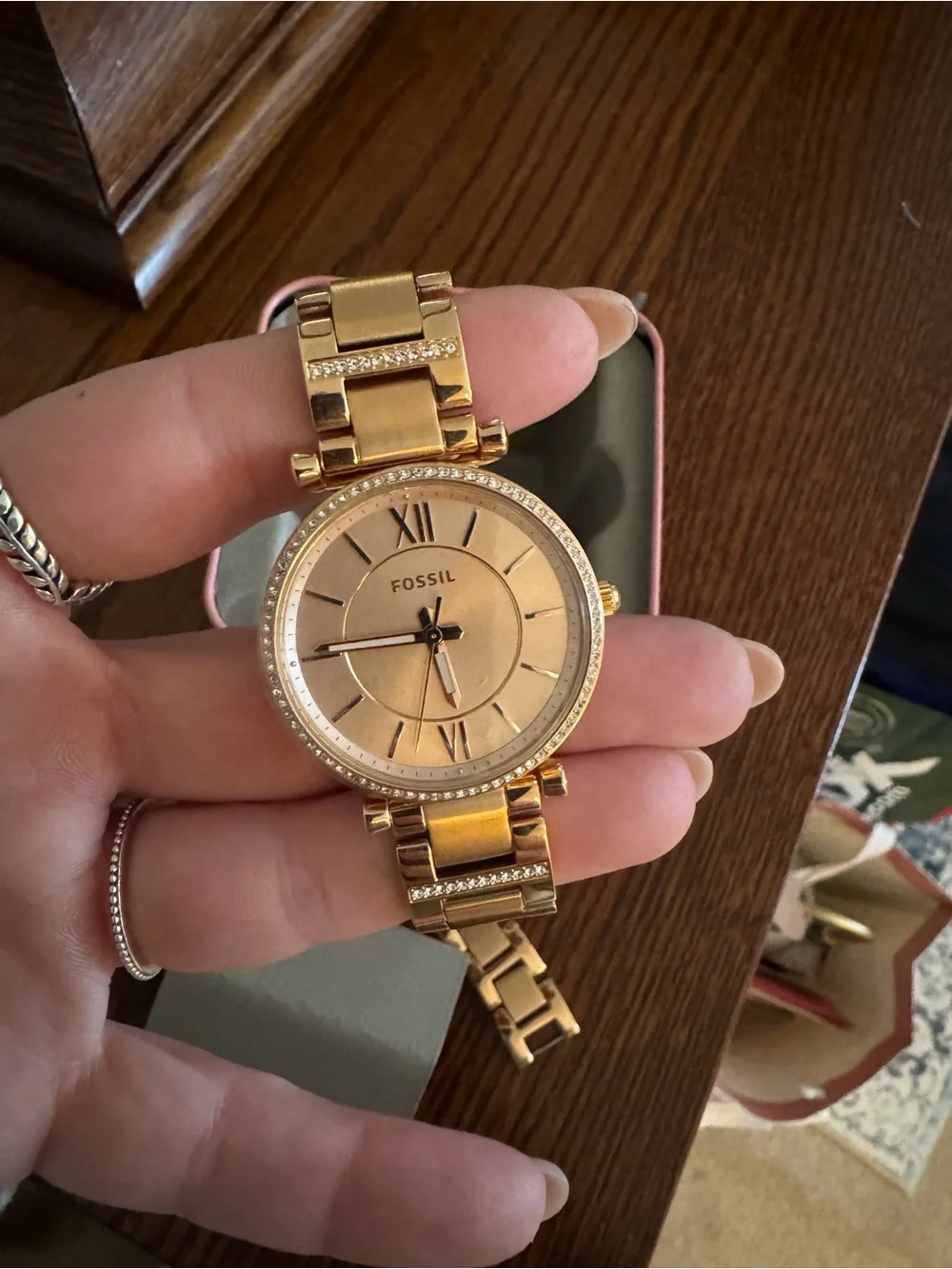 Fossil Rose Gold Women's Crystal Accent Bracelet Watch